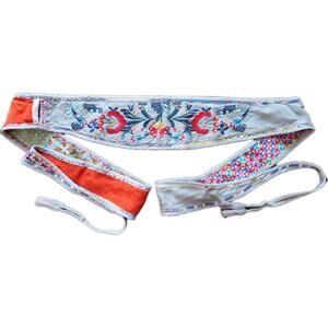 Johnny Was Embroidered Patchwork Obi Kimono Belt Floral One Size Tassels W/ Box
